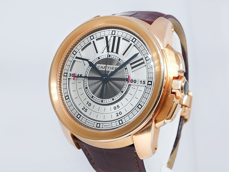 Cartier Calibre De Cartier Chronograph W7100004 or 3242 18k Rose Gold Retail $47,900