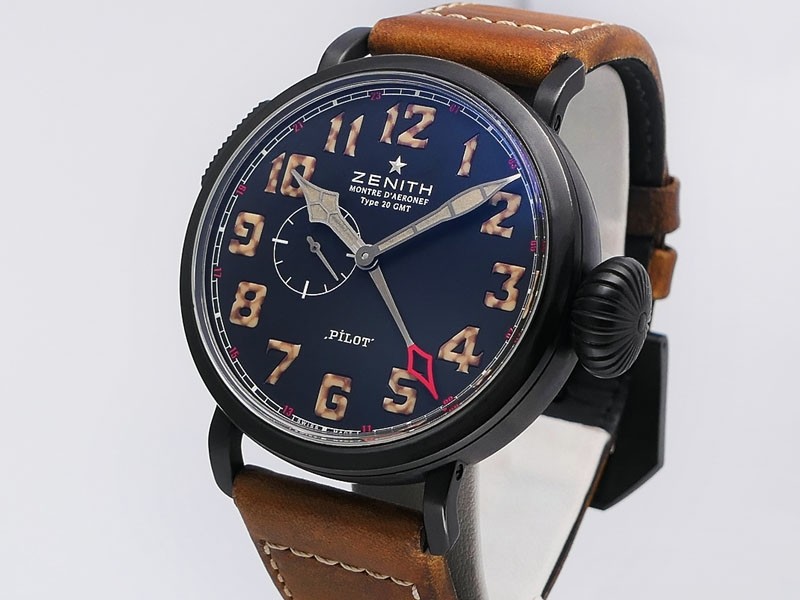 Zenith Pilot Montre D Aeronef Type 20 GMT 96.2431.693/21.C738 Titanium/ DLC LTD1903pc Retail $7,900 