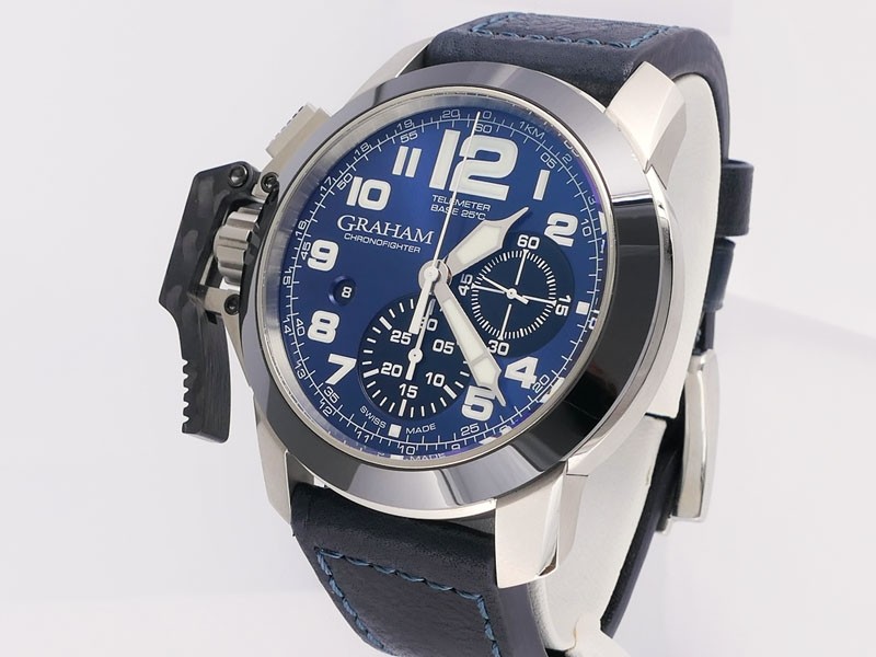 Graham Chronofighter Oversized Blue 2CCAC.U01A.T22S Stainless Steel & Ceramic Retail $7,50