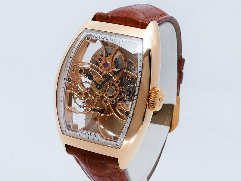 Franck Muller Cintree Curvex Skeleton 8880 B S6 SQT 18k Rose Gold 7Day Retail $55,000 Never worn