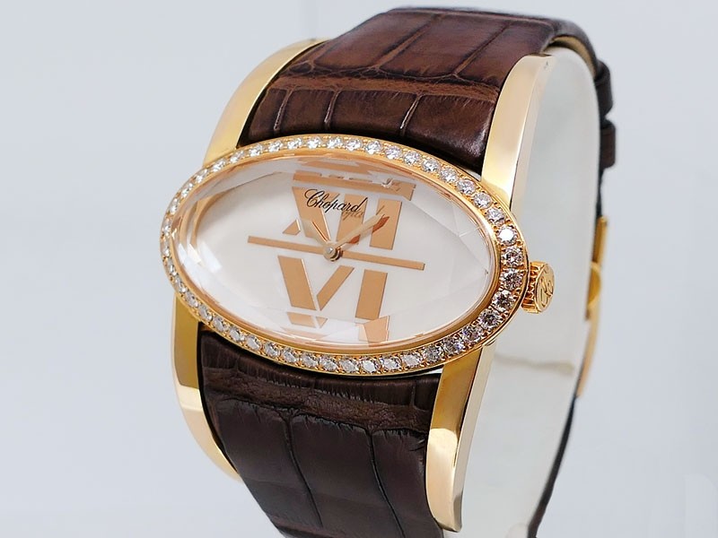 Chopard Classic Lady's Happy Oval Diamonds 139018 18k Rose Gold LTD Retail $36,000 New 