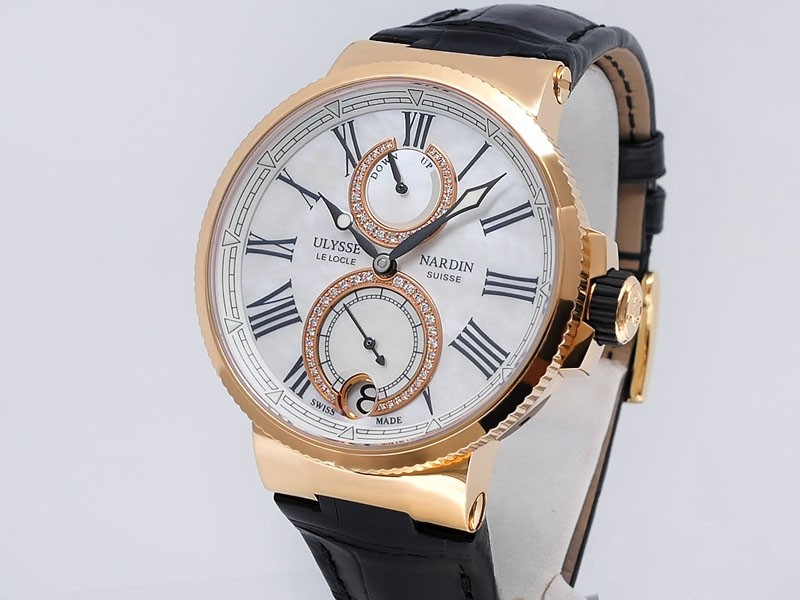Ulysse Nardin Marine Lady Chronometer 39 1182-160-3/490 18k Rose Gold MOP Diamonds Retail $26,800 NEW/NIB 
