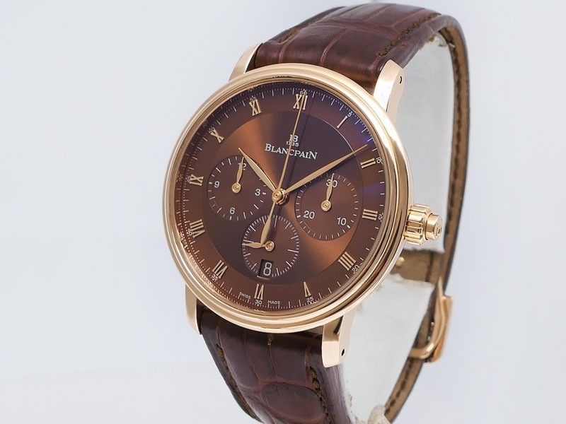 Blancpain Villeret Chronographe Single Button (Monopoussoir) 6185-3646-55B 18k Rose Gold Retail $27,900 (