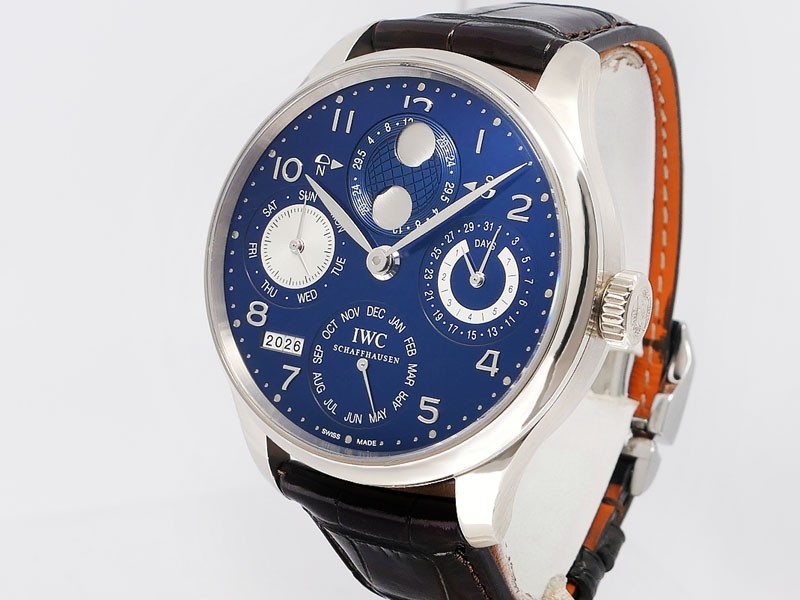 IWC Portuguese Perpetual Calendar DoubleMoon IW5032-03 18k White Gold Retail $45,200