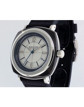 NON-STOP WATCHES DESIGNED IN LOS ANGELES, CUSHION Black Silver (BSSS) T5 SURGICAL TITANIUM CASE/ STEEL BEZEL 46MM RETAIL $1,800 NEW TWO YEAR WARRANTY