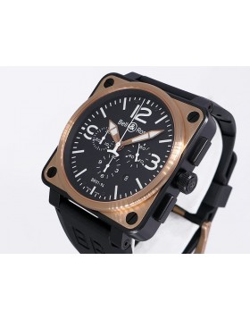 Bell & Ross Chronograph Aviation type/ Military BR01-94-S/R 18k Rose Gold / Stainless Steel Retail $11,900