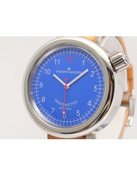 Giuliano Mazzuoli Manometro Compressed Polished Blue MNCP03 Stainless Steel Retail $4,150 