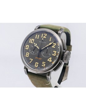 Zenith Heritage Pilot Type 20 Chronograph Ton-Up Watch 11.2430.4069/21.C773 Aged Stainless Steel/Titanium Retail $8,220 