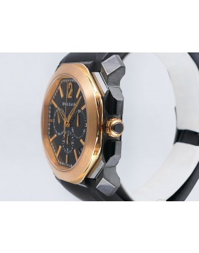 Bvlgari Octo Chronograph BGO P 41 SG CH DLC (Diamond Like Carbon) coating Stainless Steel &18k Rose Gold Retail $14,500