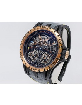Roger Dubuis Excalibur Spider Double Tourbillon RD105SQ (RDDBEX0674) Carbon/18k Rose Gold Bezel 28 pieces Retail $323,500