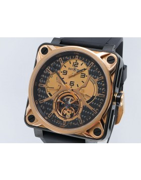 Bell & Ross Aviation BR-01 Tourbillon BR01-TOURB-PG/CA 18k Rose Gold/Titanium LTD 20pc Retail $179,000