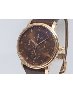 Blancpain Villeret Chronographe Single Button (Monopoussoir) 6185-3646-55B 18k Rose Gold Retail $27,900 (